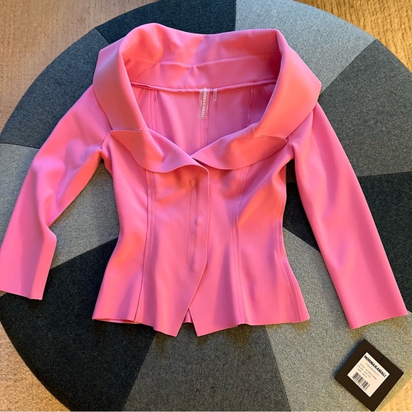 Norma Kamali off-shoulder blazer in candy pink, size xxs, NWT - Picture 2 of 6